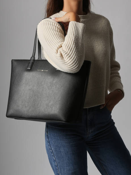 Schoudertas Th Logotape Polyurethaan Tommy hilfiger Zwart th logotape AW17449 ander zicht 1